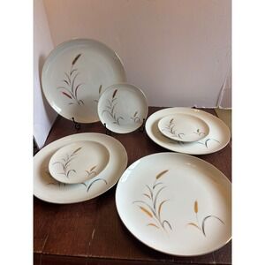 7pc CTSI Eternal Harvest Fine China Plates Set 4 Dinner 3 Dessert Japan Wheat